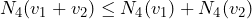 N_4(v_1+v_2) \le N_4(v_1)+N_4(v_2)