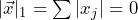 |\vec{x}|_1 = \sum |x_j| = 0
