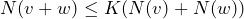 N(v + w) \le K(N(v) + N(w))
