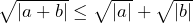 \sqrt{|a+b|} \le \sqrt{|a|}+\sqrt{|b|}