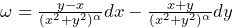 \omega = \frac{y-x}{(x^2+y^2)^\alpha} dx - \frac{x+y}{(x^2+y^2)^\alpha} dy