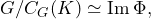 \[G / C_G(K) \simeq \operatorname{Im}\Phi,\]