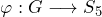 \varphi: G \longrightarrow S_{5}