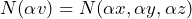 N(\alpha v) = N(\alpha x, \alpha y, \alpha z)