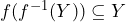 f(f^{-1}(Y)) \subseteq Y