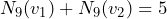 N_9(v_1)+N_9(v_2)=5